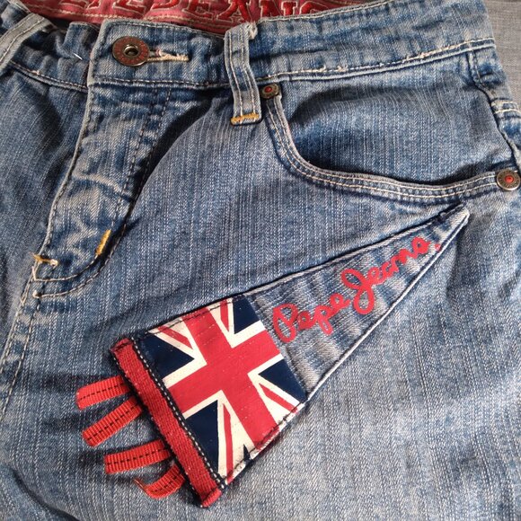 Pepe Jeans 31st ANNIVERSARY London Union Jack British Flag FLARED JEANS 25x29 - Picture 7 of 16